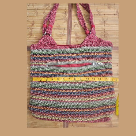 The Sak, Hobo Woven Crochet Colorful Rainbow Hippie Bohemian Bag - Picture 4 of 7